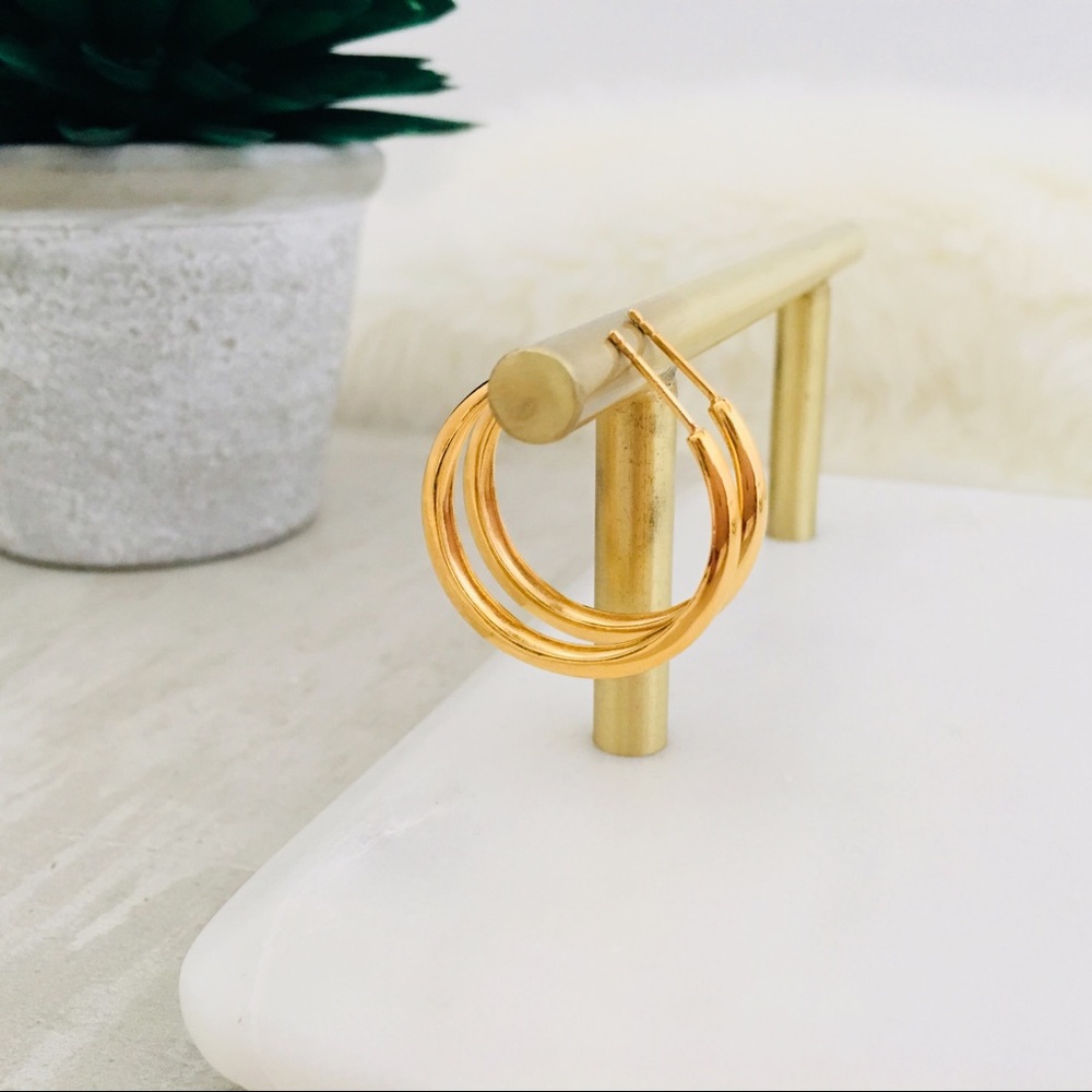 J. CREW Demi-fine 14k Gold-Plated Hoop Earrings - Picture 5 of 8